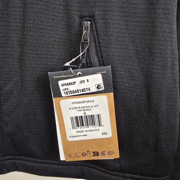 The North Face Mens Size S Cedar Trail Grid Fleece Full Zip Jacket Black - Picture 2 of 4